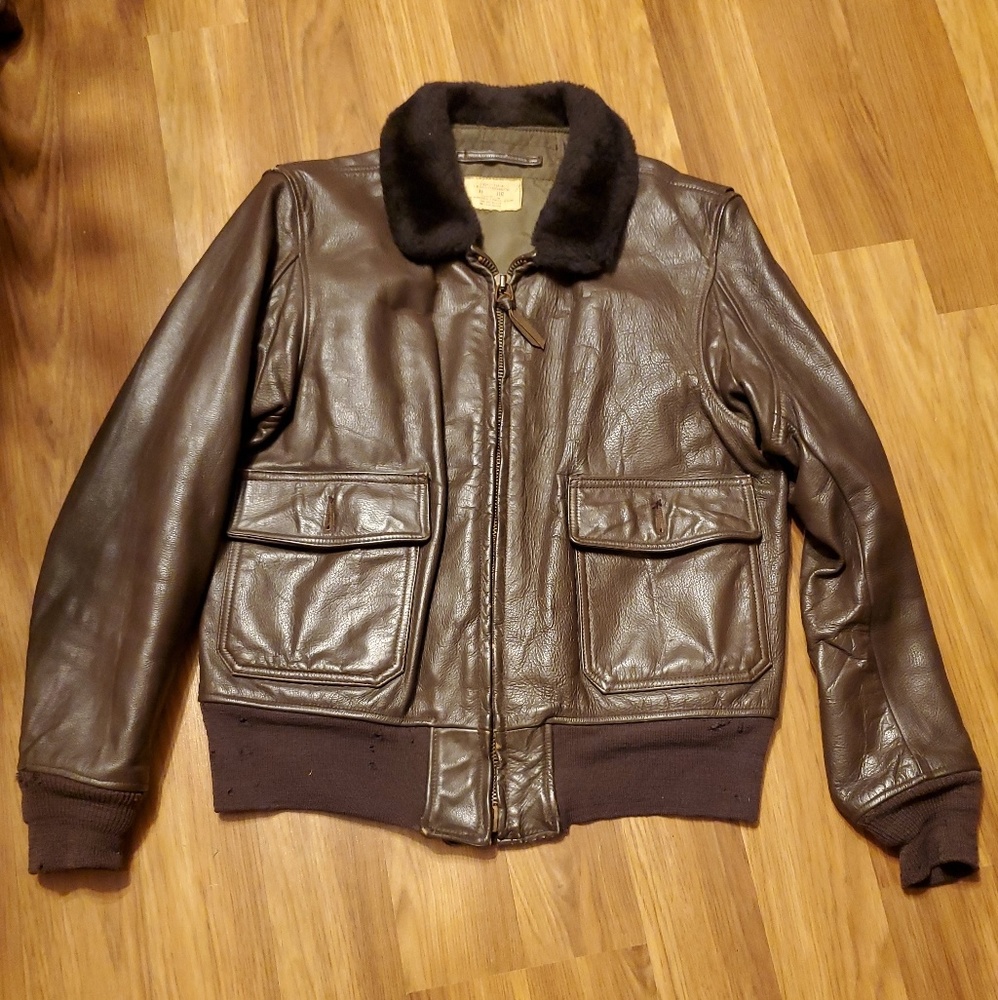 Leather Flyers Jacket Vintage Fur Collar - Picture 1 of 8